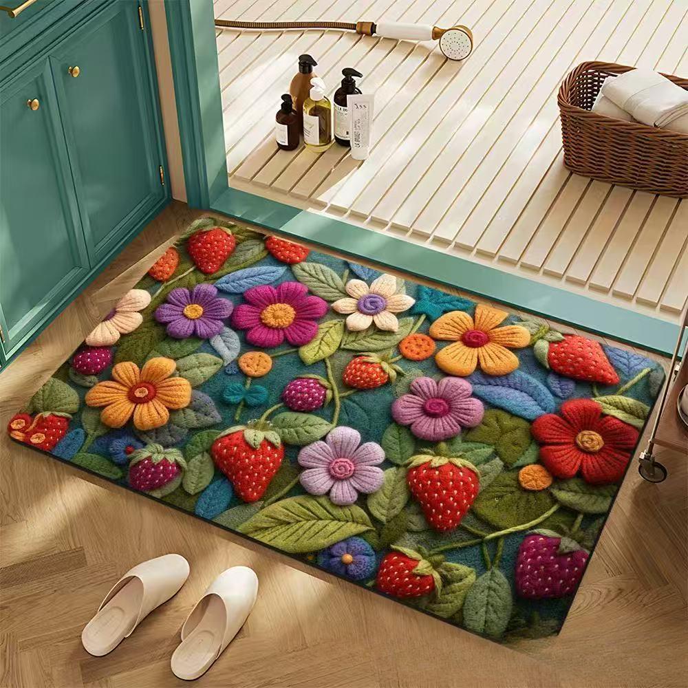 FlowerThickening Bathroom Cashmere Mat Bath Non-slip Carpets In Wash Basin Bathtub  Floor Rug Shower Room Doormat Memory Foam 3D Pad