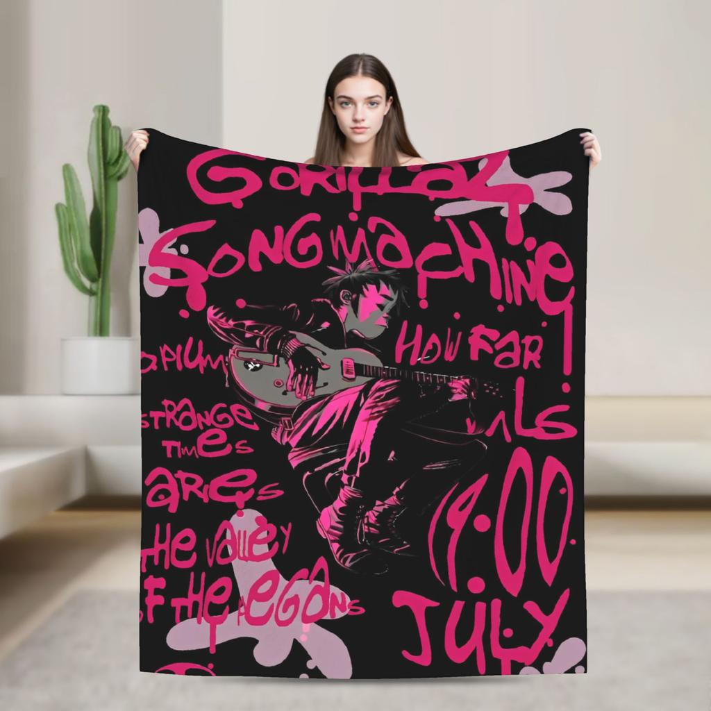 British GorillazS Virtual Band Rock Hip-Hop Blanket  Warm Soft Novelty Plush Throw Blanket For Travel Office Flannel Bed Cover