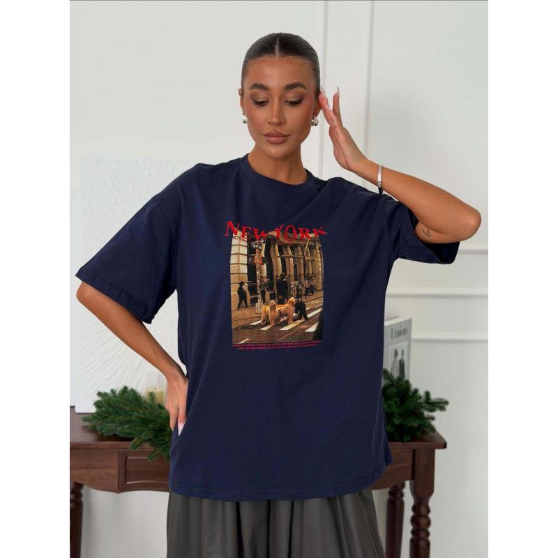 

2026 Cotton Breathable Streetstyle Personalized Casual Summer Womens Tshirt Comfortable and Casual Streetwear S