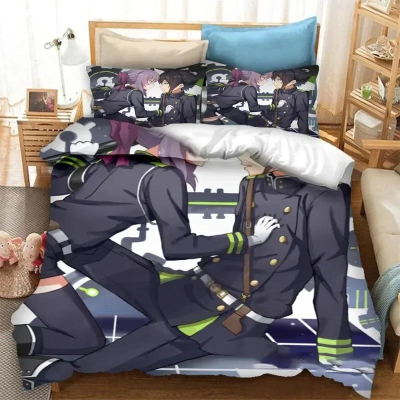 Anime Seraph of the End Bedding Set Duvet Cover Sheet Printed Bed Set Pillowcase Bed Full Queen King Size Comforter Bedroom