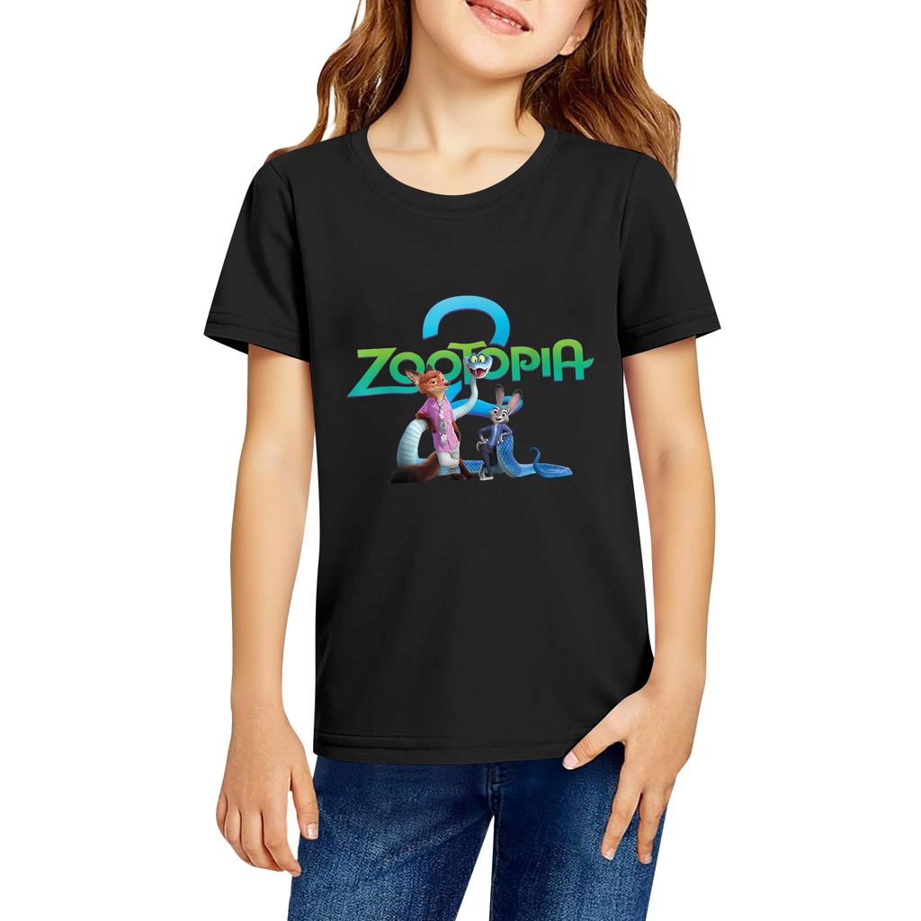 Fashionable Round Neck Short Sleeve Work Clothes Printed Tops For KID Summer Tops