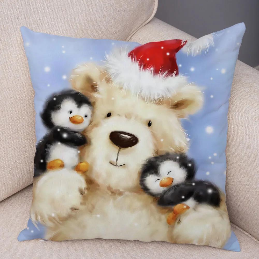 50 Style Merry Christmas Cushion Cover Decor Cute Cartoon Santa Claus Snowman Pillow Case Soft Plush Pillowcase for Sofa Home
