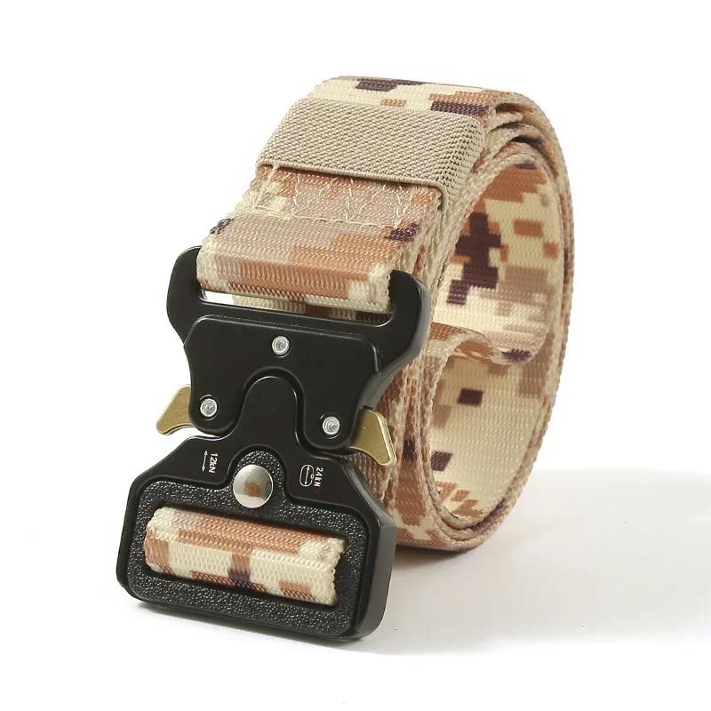 Camouflage Belt Nylon Waistband Quick Release Hunting Training Strong Metal Buckle Police Black Army Belts for Men and Women