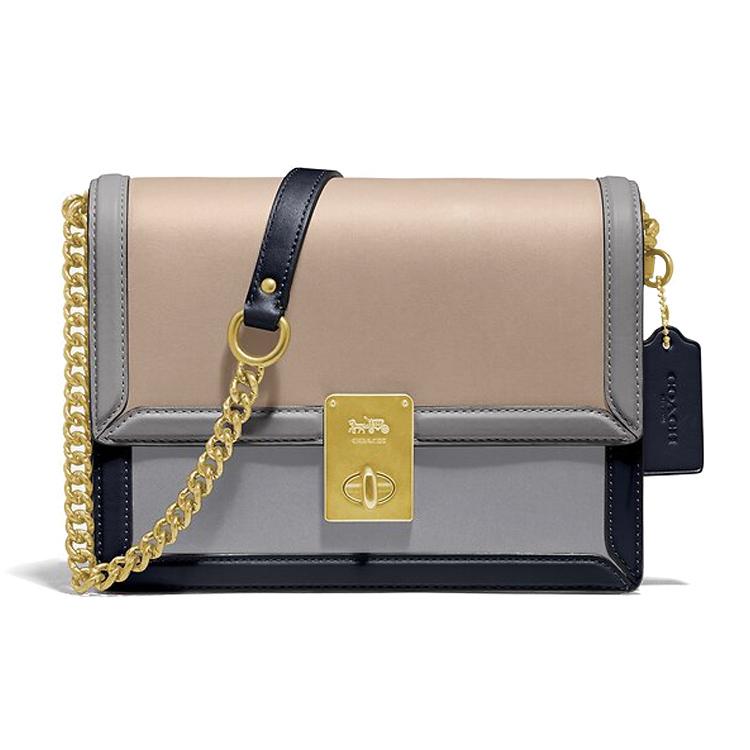 

Новая маленькая квадратная сумка COACH Hutton из кожи, сумка на цепочке, сумка на плечо, сумка кроссбоди, женская, синяя, коричневая, многоцветная 89070-B4SBG 21.6*6.1*16.5CM