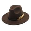 Leaf Decoration Woolen Hats Formal Occasion British Vintage Hats Fashion Fedora Hat  Men Women