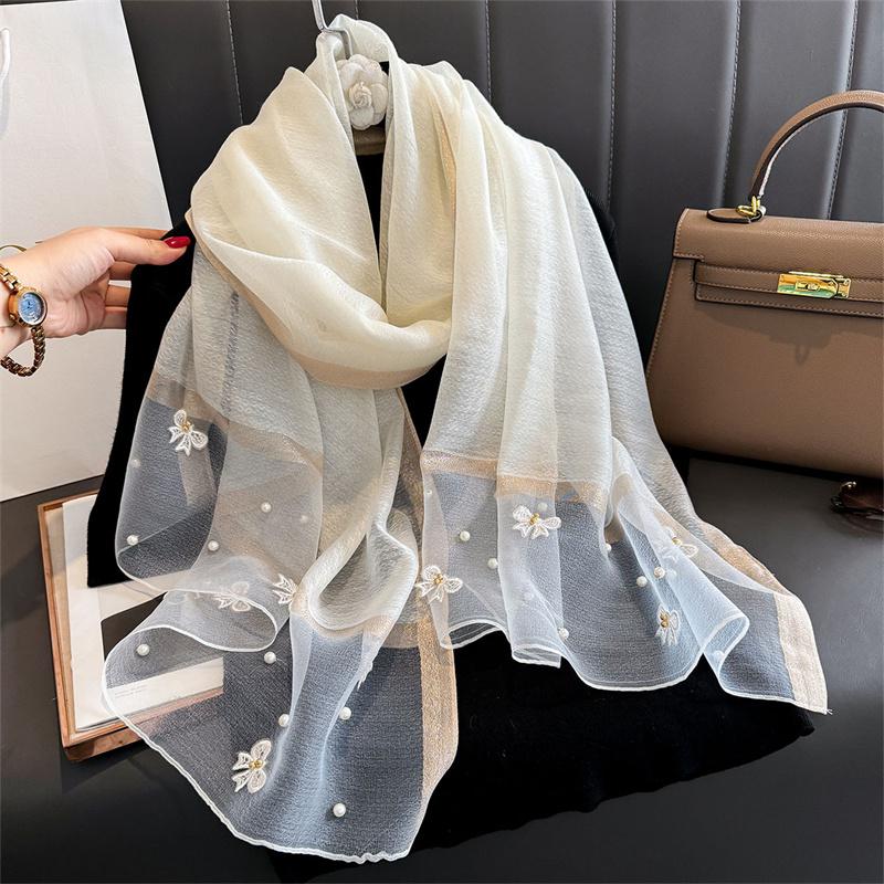 

Роскошный блестящий кружевной шарф шелковый женский хиджаб мягкие шерстяные шали и палантины большой цветок тонкие шарфы фуляр женский буфанда новый