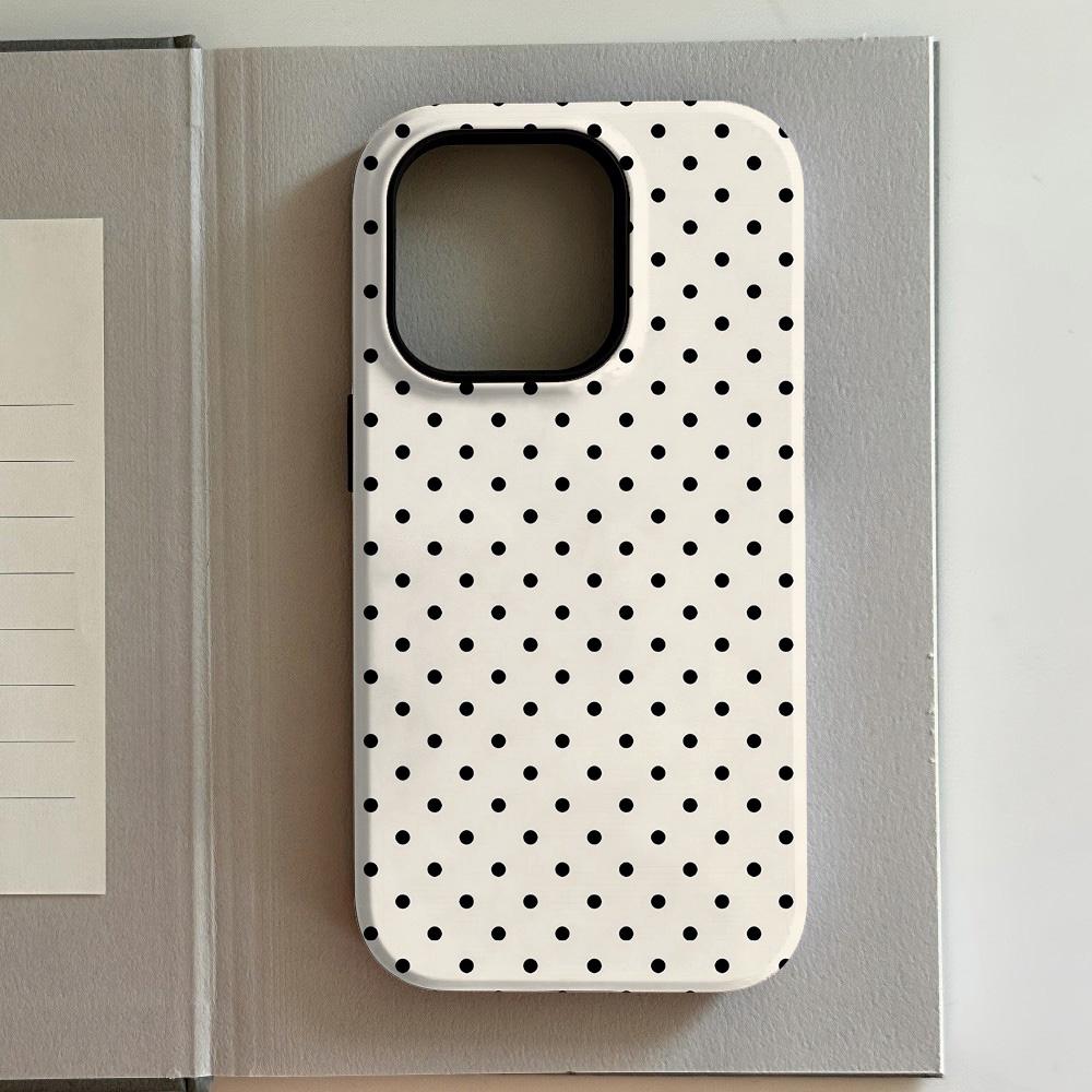 Luxury Polka Dots Phone Case for iPhone 17 16 15 14 13 12 11 X XS XR XSMAX 7 8 Air Pro Max Plus Luxury Double-layer Back Cover