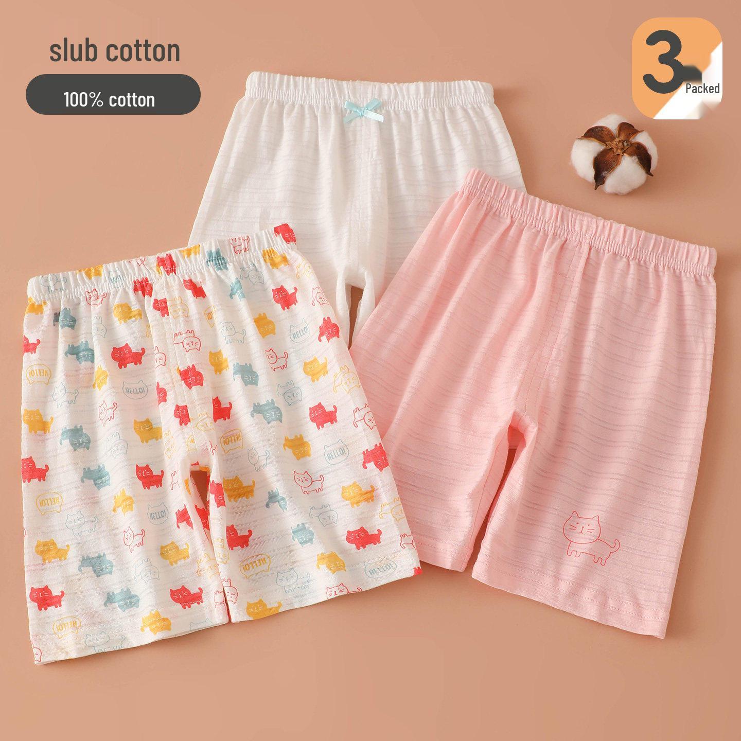 Girls’ Bamboo Cotton Lightweight Capris: Breathable Shorts & Pure Cotton Leggings for Children’s Homewear and Pajamas Size 80 (Dual Purpose)