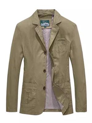 Blazer Casual de Algodão Puro Masculino - Corte Solto, Tamanho Plus, Coleção Primavera/Outono