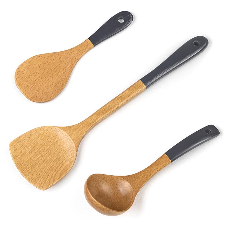 3/5 Pcs Long Handle Wooden Cooking Kitchenware Set Non-stick Cooking Utensil Set  Non-stick Pan