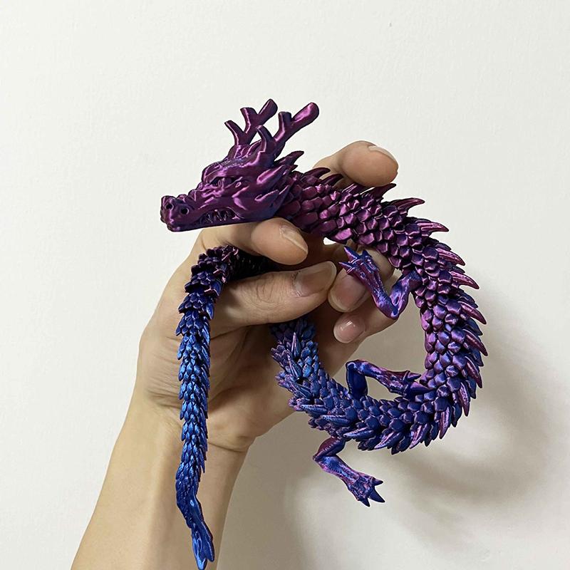 3D Printing Dragon Model Crafts Color Changing Joint Movements Car Home Decoration Aquarium Ornament Halloween Christmas Gifts