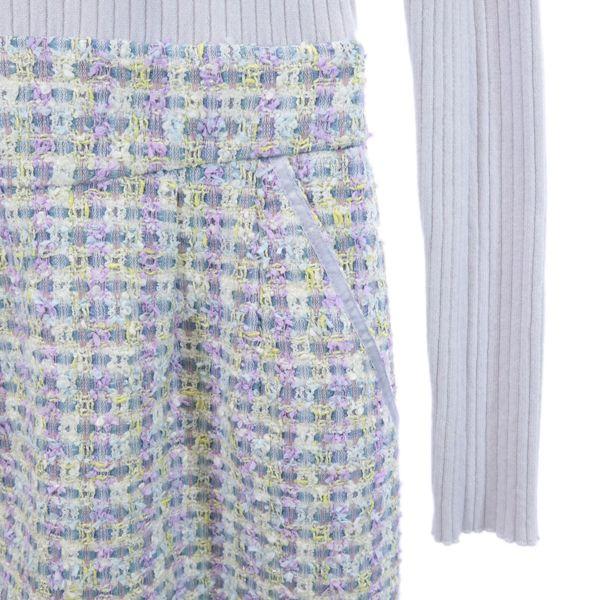 unused Debut de Fiore Check Pattern Long sleeve Rib knit docking one piece Women Used