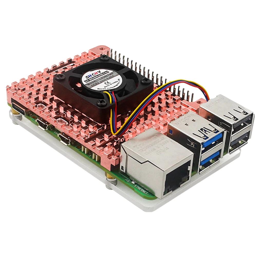 Pure Copper Heatsink Cooling Kit Passive Cooling Shell 3mm Copper Enclosure with Cooling Fan Suitable for Raspberry Pi 5