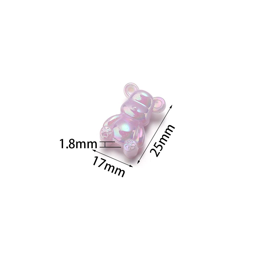 10Pcs 17x25mm Acrylic Jelly Color Beads Cute Cartoon Bears Spacer Beads For DIY Charm Earrings Phone Chain Jewelry Accessories