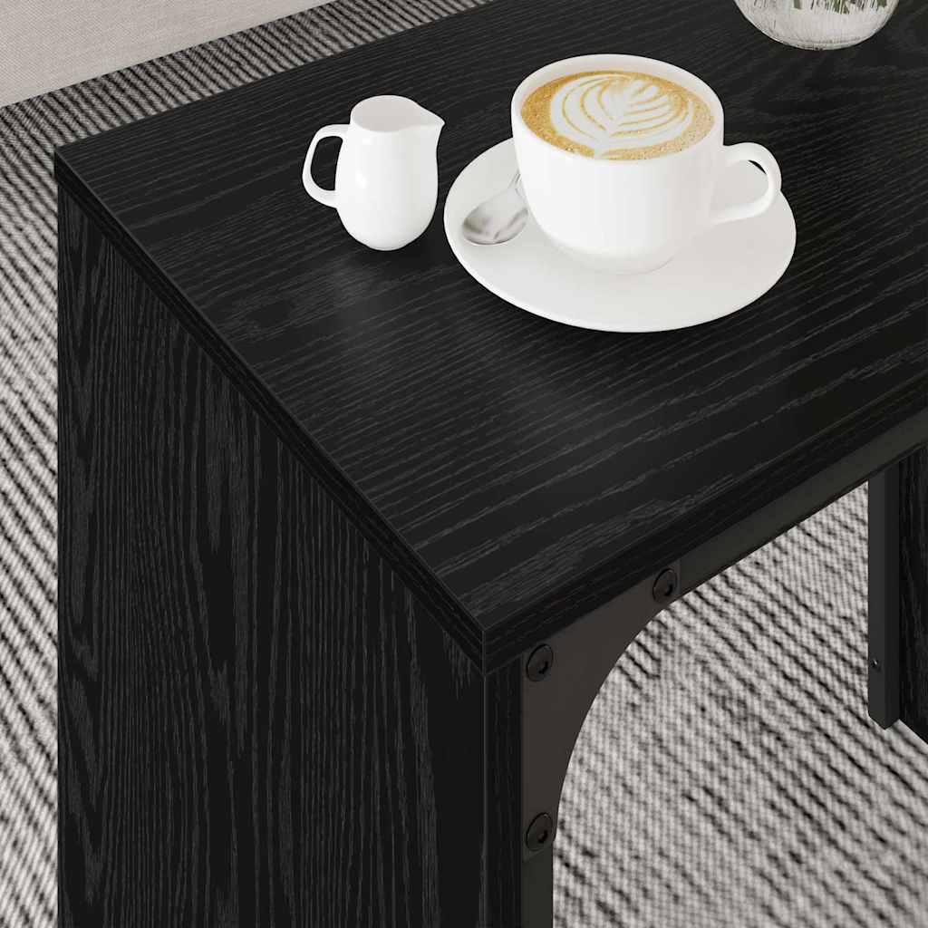 Nesting Coffee Table Set 3 pcs Black Oak Effect Particleboard