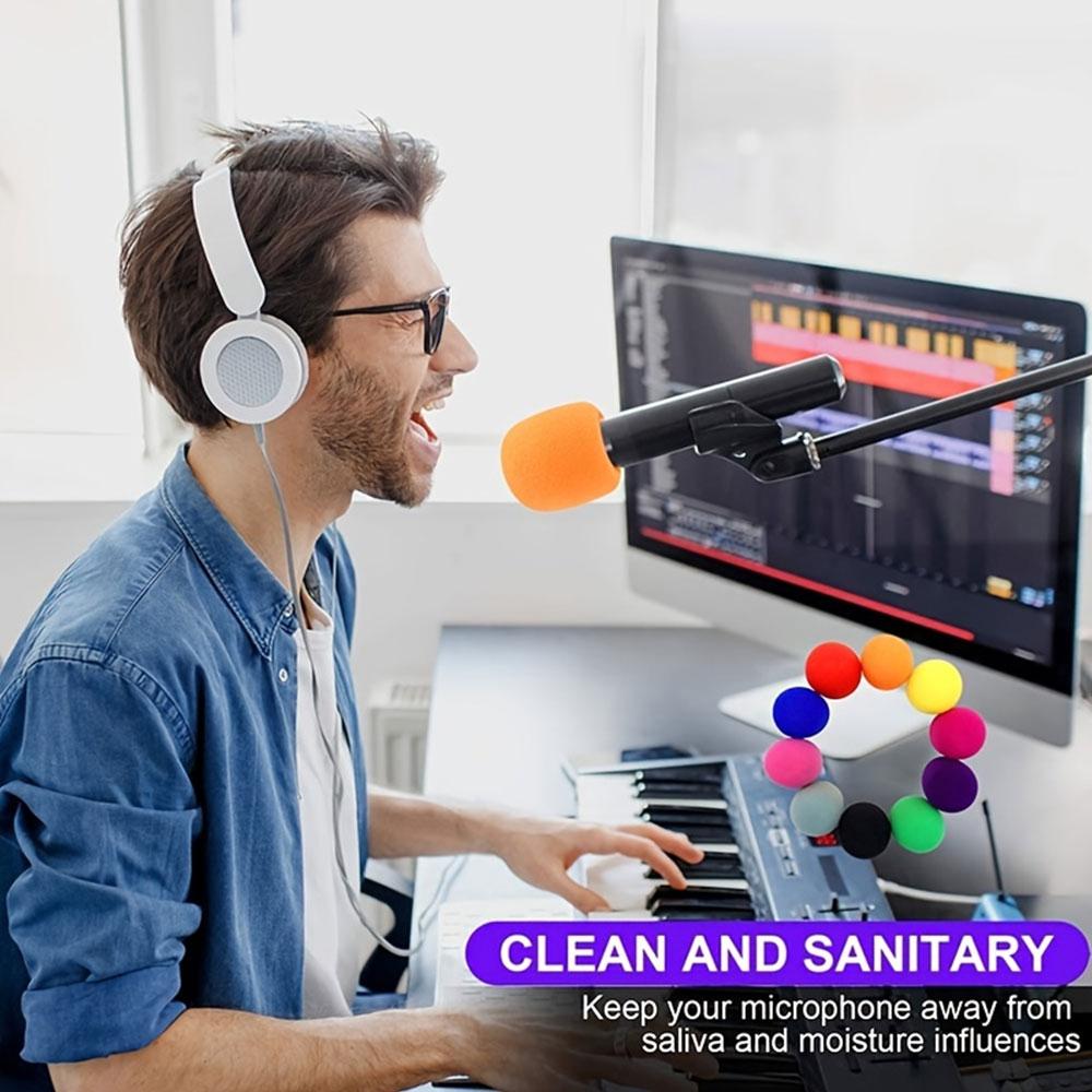 4PCS Microphone Foam Covers, Thick Handheld Stage Microphone Cover Foam Karaoke DJ Microphone Covers Disposable