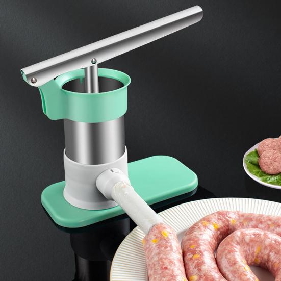 Manual Sausage Stuffer Stainless Steel Sausage Filling Machine with Nozzle Home Sausage Making Kit for Homemade Sausages