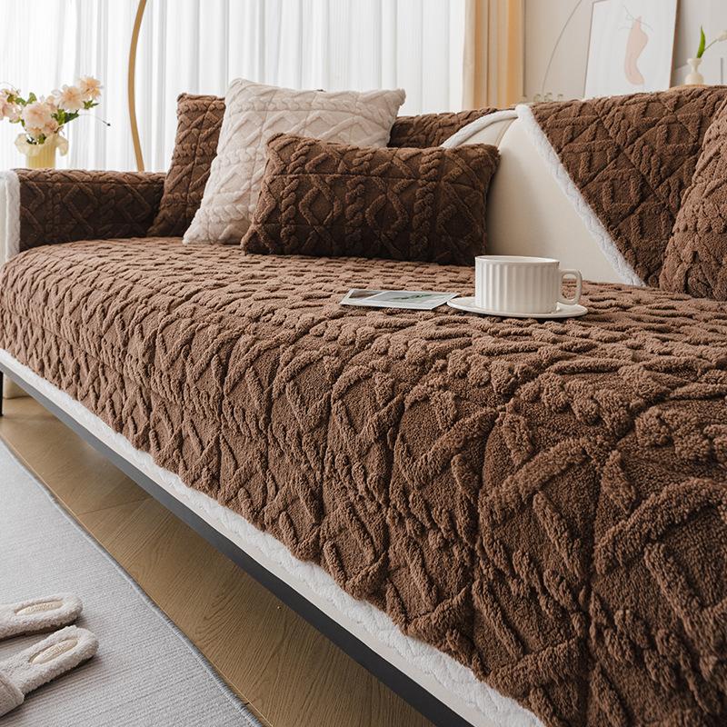 1 Stück Klassischer Jacquard Shu Velveteen Sofabezug, Couchüberwurf Passend für Sessel bis Ecksofas, Fuzziger Sofaschutz für Heim- und Bürodekor