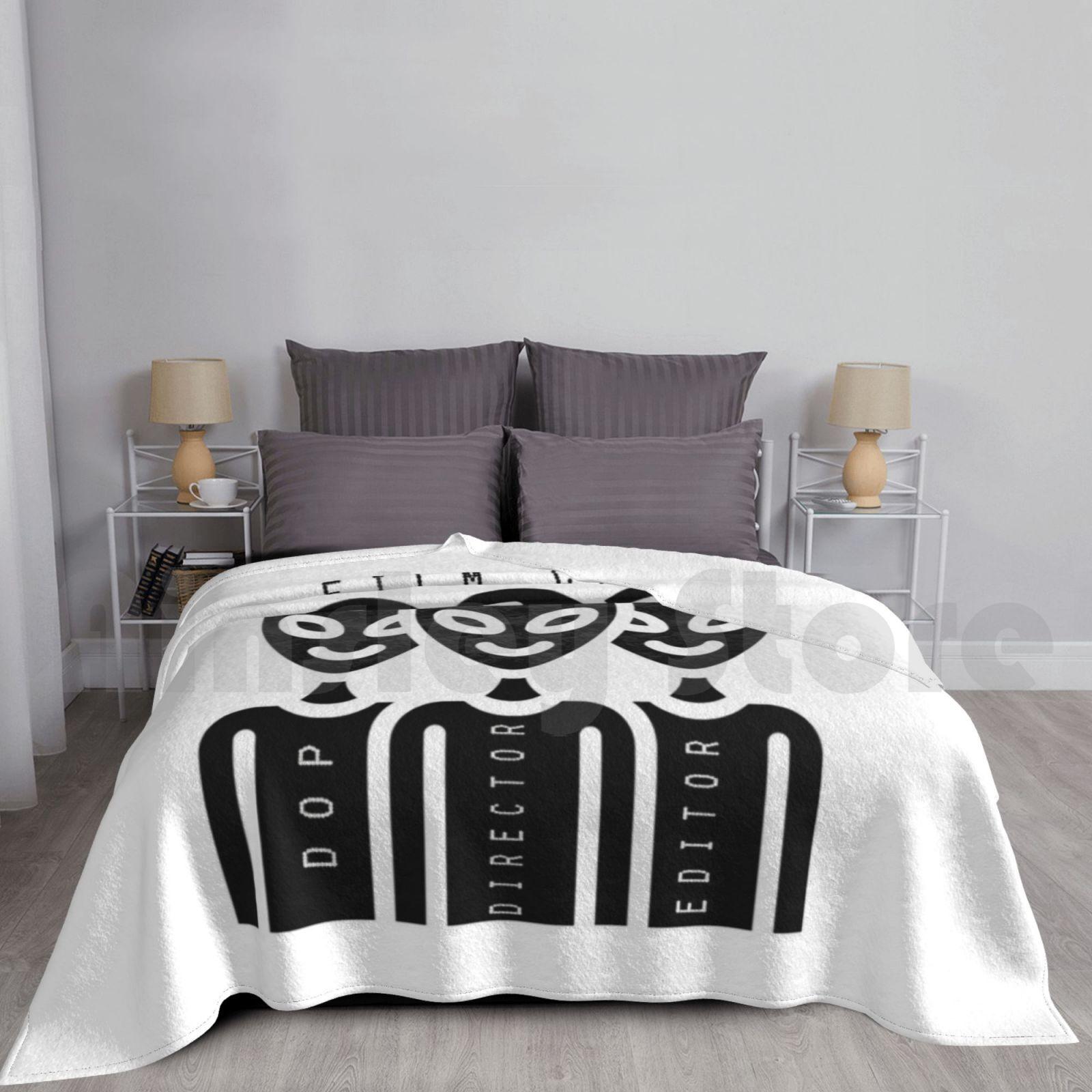Film Crew Blanket For Sofa Bed Travel Film Crew Movie Camera Filmmaking Funny Cinema Director Filmmaker Sci Fi Size: 75*100cm, Weight: 230 GSM