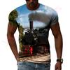 Retro parní lokomotiva Výchozí bod průmyslové revoluce Hip Hop Pánská trička 3D tisk Tričko s kulatým výstřihem Krátký rukáv
