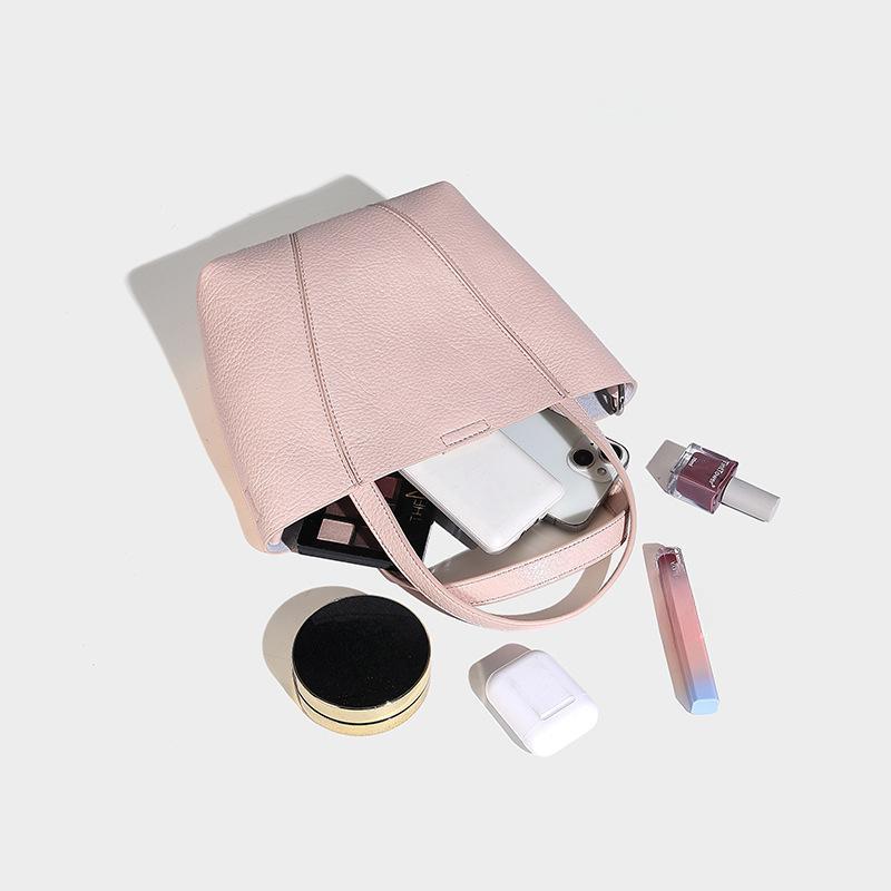 Light Luxury Genuine Leather Hand-held Bucket Bag Niche Women's Bag Single-shoulder Crossbody Bag