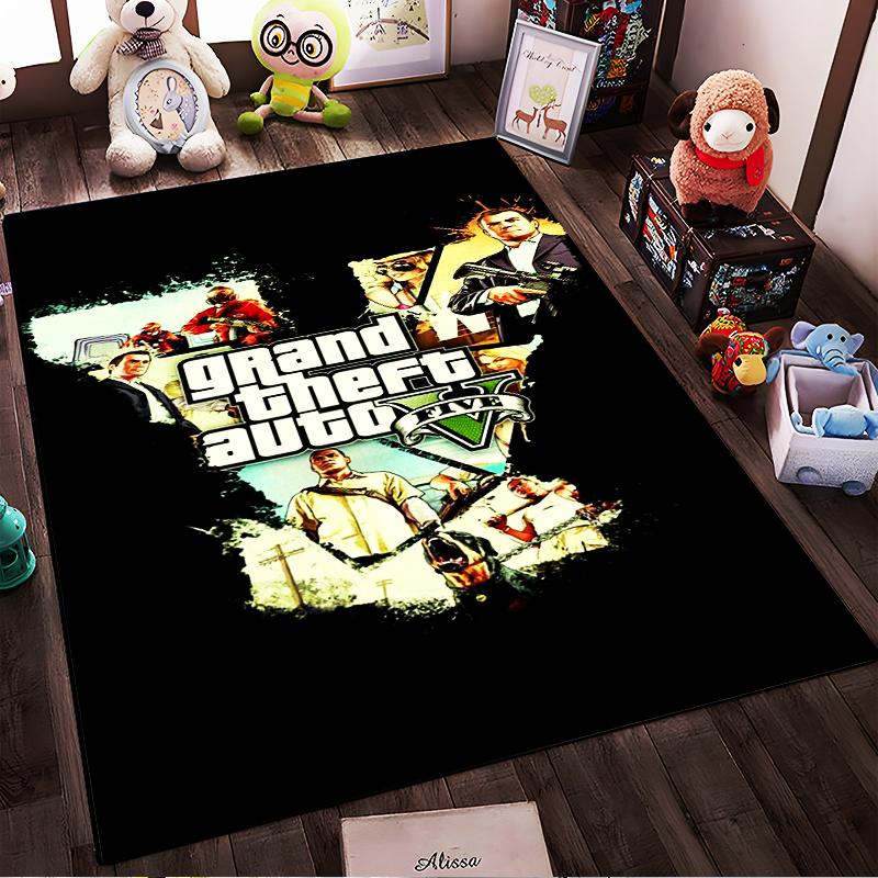 GTA V Graphic Print Non-slip Rug Suitable for Living Room and Bedroom Sofas.