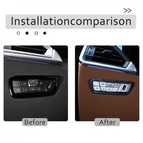 8PCS Silver Alloy Headlight Switch Button Sticker For Toyota Supra -24