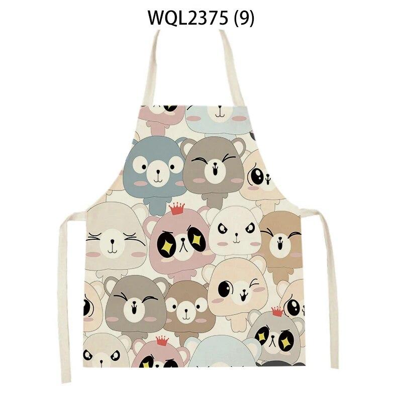 1Pcs Cat Graphic Printed Home Kitchen Apron Linen Sleeveless Antifouling Kids Bib Chef Cooking Baking Apron Home Cleaning Tools