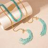Hanging Neck Bohemian Waist Chain Rice Beads Sweater Chain Portable Long Turquoise Necklace  Girls