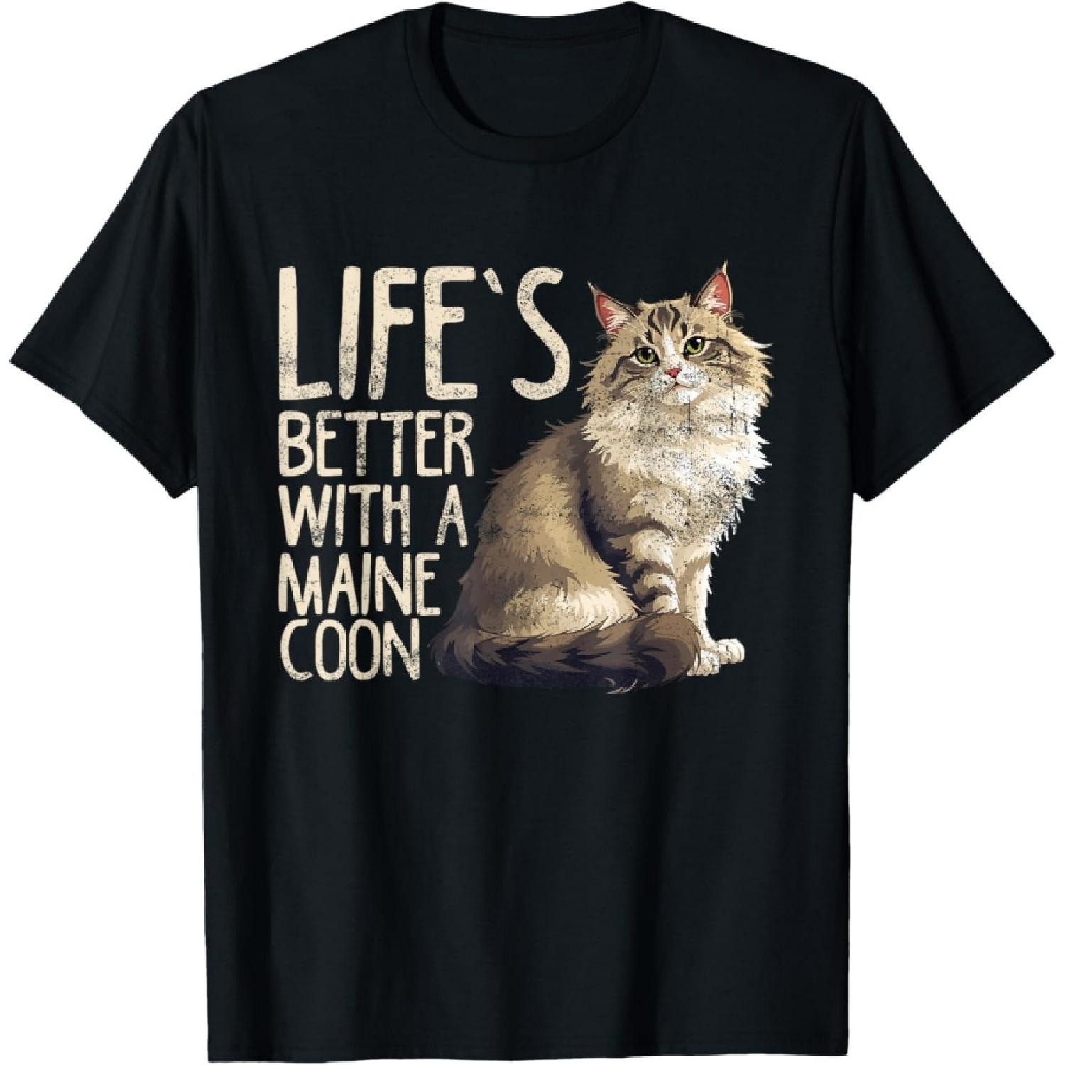 Maine Coon Cat Lover, Life s Better With A Maine Coon T-Shirt for Men Women Kids S