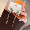 2 Pcs Luxury Green Butterfly Tassel Dangle Earrings  - Pendant, Fashionable, Versatile Party Jewelry Accessories, Elegant Design and Shiny Details