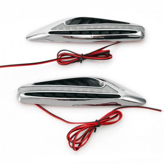 2pcs White Universal Blade Car Steering Light Led Turn Signal Fender Side Lights