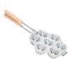 Egg Tart Mold 7 Holes Reusable Aluminum Alloy Cake Baking Mould for Mini Cake Pudding with Wooden Handle