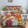 Tropical Flower Leaf Duvet Cover Set Queen Vintage Floral Bedding Set Boho Style Comforter Cover Floral Polyester Quilt Cover