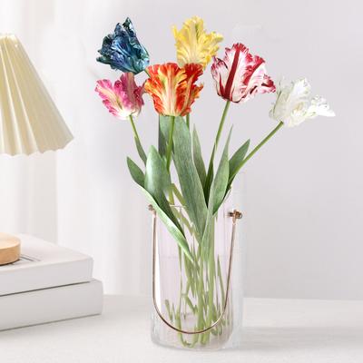 Künstliche Tulpe, realistische Kunstblume mit Blättern, pflegeleicht, Kunsttulpe für Heimdekoration, Hochzeitsfeier, Tischdekoration