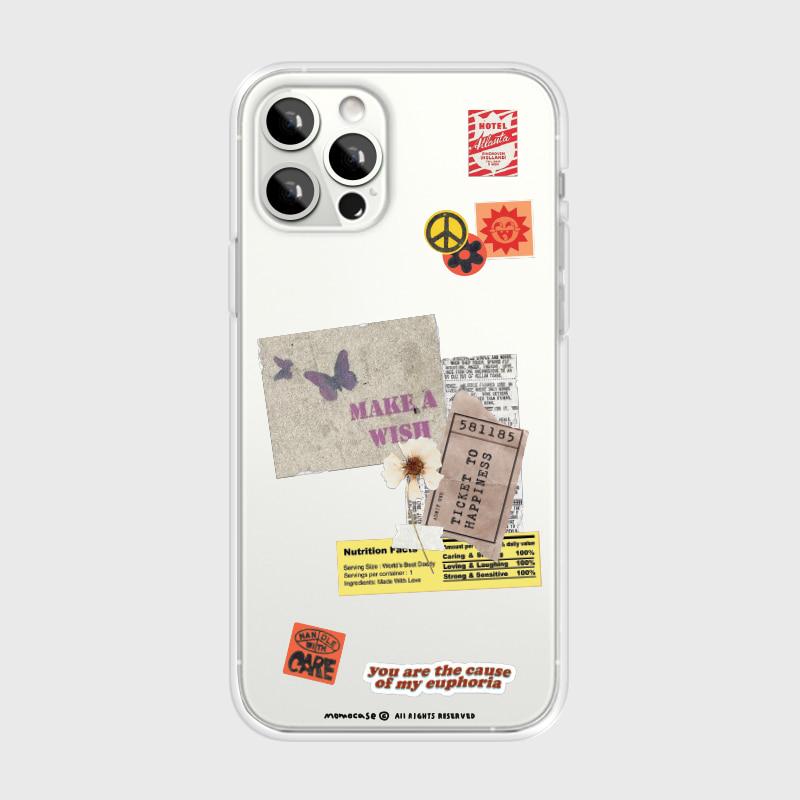 Y2K Ins Korean Stickers Phone Case For iPhone 17 16 16e 15 14 13 12 11 Mini Pro Max X XR XSMax 7 8 Air Plus Transparent