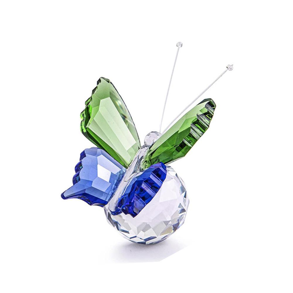 Unique 3D Sparkling Butterfly Sculpture Multicolored Crystal Handicrafts Sparkling Butterfly Figurine Transparent Simple