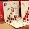 Cake Shape 3D Pop Up Birthday Card Folding Happy Birthday Card Message Cards  Festival Blessing