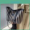 Chic Fashionable Striped Canvas Tote Bag 2024 New Large Capacity Handbag For Women