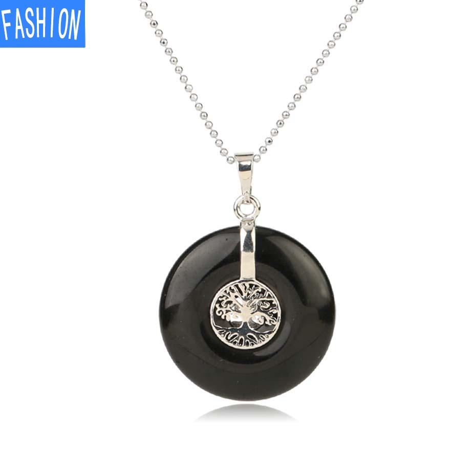 

Ожерелье с застежкой мира в китайском стиле «Древо жизни» с аметистом и натуральным драгоценным камнем black agate