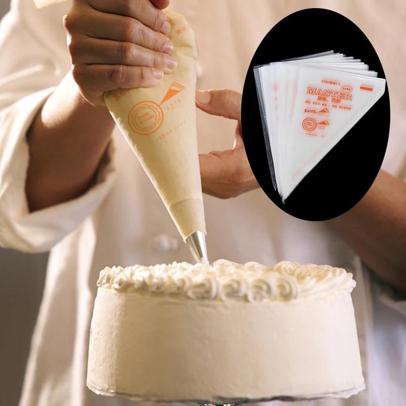 100Pcs Disposable Pastry Piping Bags, Icing Cream Squeezing Bags for Cake Decorating, DIY Baking Tools for Wedding & Birthday Party
