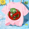 Sommer Rundhals T-Shirt für Jungen Mädchen Lässig Tägliche Kleidung Plants Vs Zombies Niedlich Kawaii Cartoon Mode Street Style 312Y