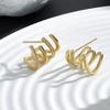 18K Gold-Plated Zircon Claw Stud Earrings with S925 Sterling Silver Needle