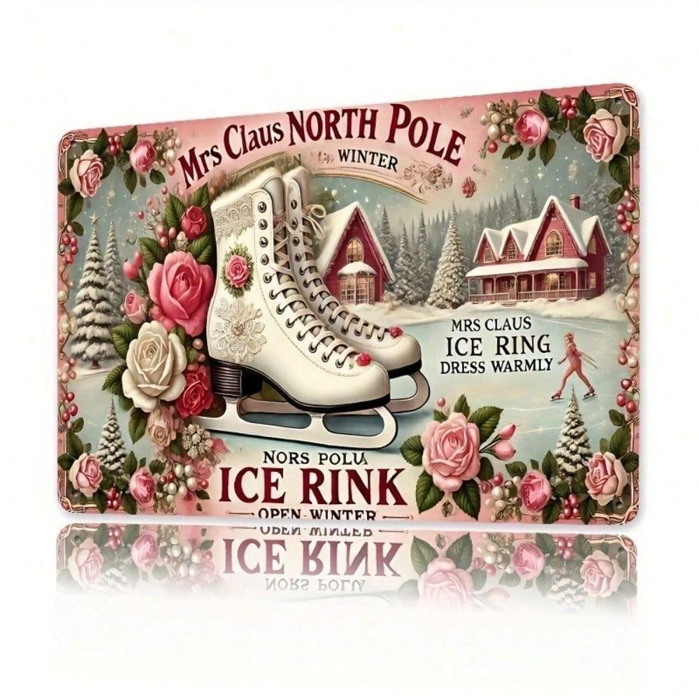 Vintage Mrs Claus North Pole Metal Poster Wall Art for Kitchen