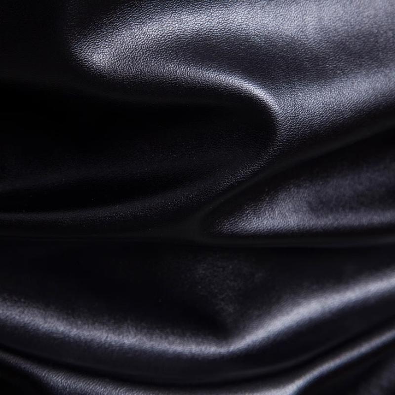 Men's Leather Jacket New Men's Stand Collar Zipper Cardigan Solid Color Jacket Casual Jacket