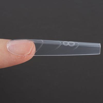 240pcs Hot Coffin Shape Sandwich Nail Forms Ultra-Thin Almond Shape Double-Sided Fake Nails Clear Extension with Auxiliary Line