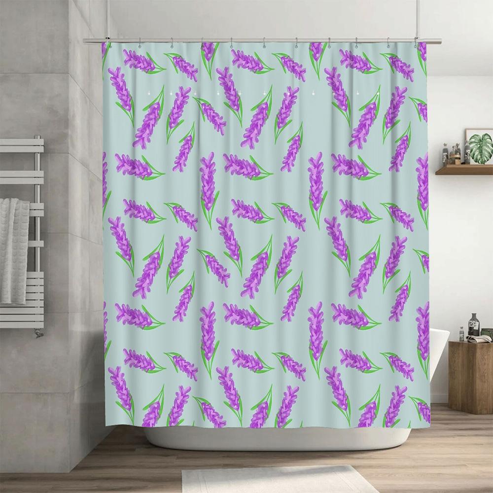 Floral Shower Curtain Botanical Nature Lavender Plants Bathroom Decor Waterproof Fabric Vintage Farmhouse Style Home Textile
