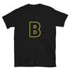 Letter B Yellow Bold Font Simple Black T-Shirt