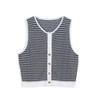Women's Striped Sleeveless Knit Cardigan - Retro Spring/Summer 2025 Collection