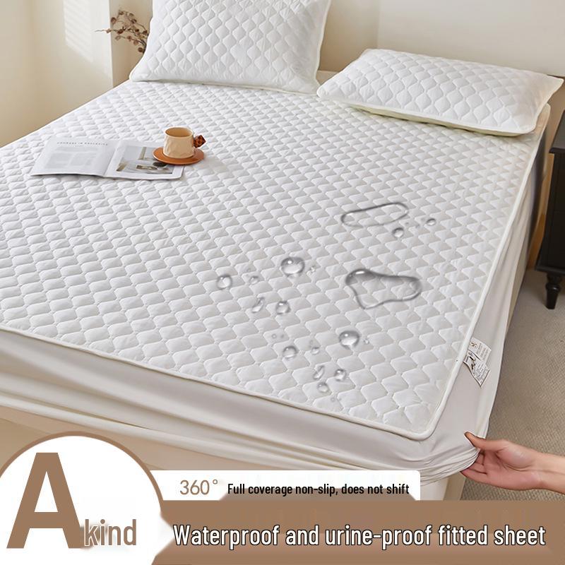 Class A Waterproof Quilted Mattress Protector - Dustproof, Skin-Friendly, Single/Double Bed Cover.